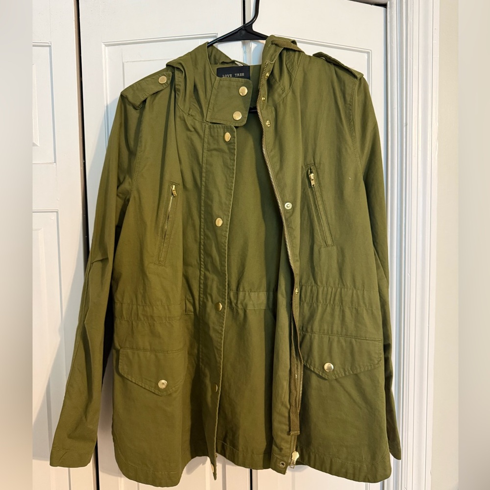 Love Tree Khaki Green Jacket with Hood